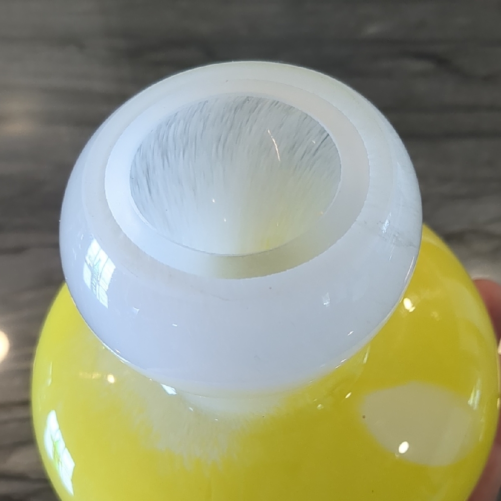 Yellow and White Glass Mushroom Decor - Picture 4 of 5